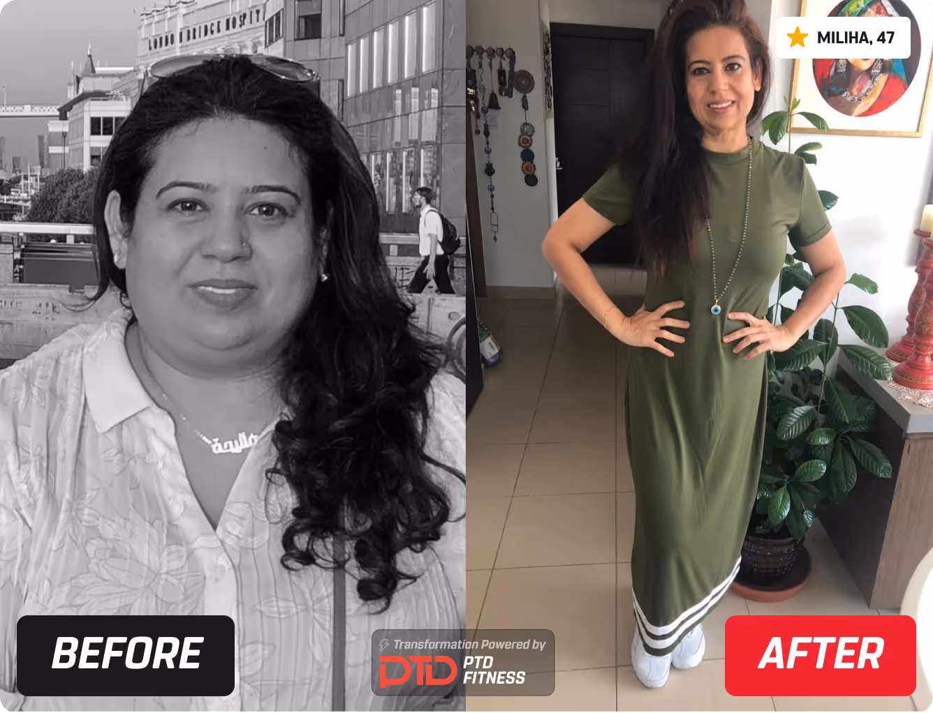 Real PTD Fitness client transformation in Dubai